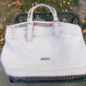 Valentina Italy White Genuine Leather Ladies Handbag Purse Tote Shoulder Bag